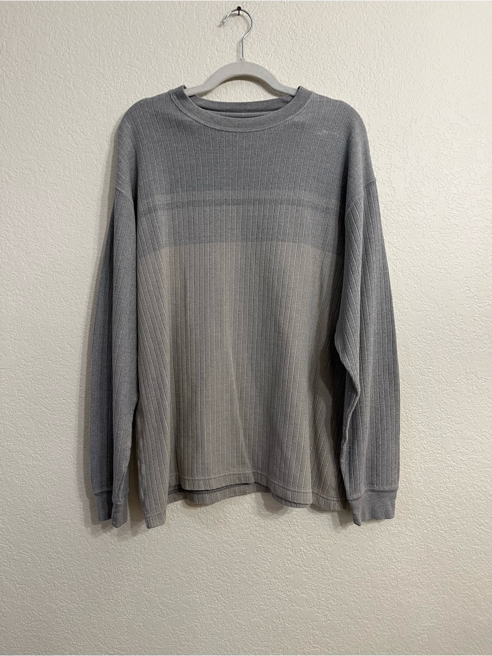 100% cotton NATURAL LIFE Gray Crewneck Ribbed Sweater